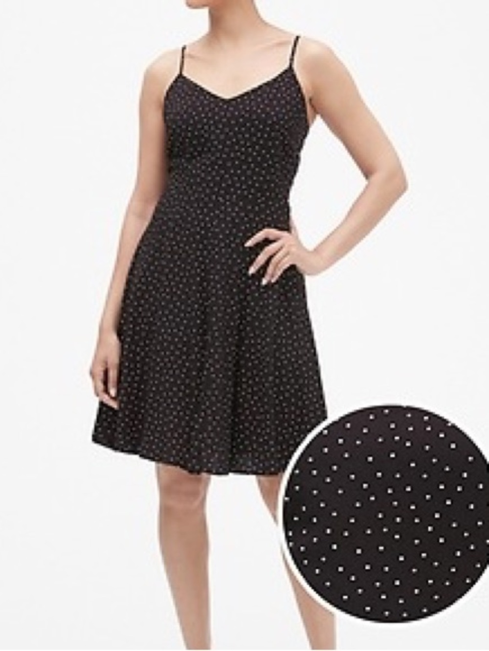 GAP Black Mini Slip Dress with White Polka Dots